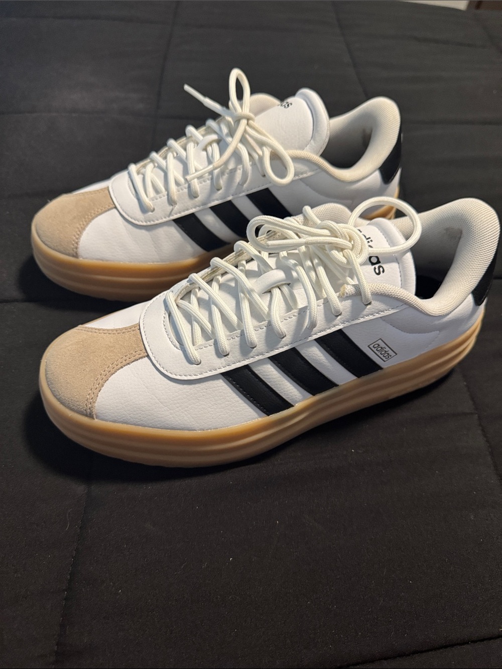 adidas White Black Gum-Trim Women’s Sneakers